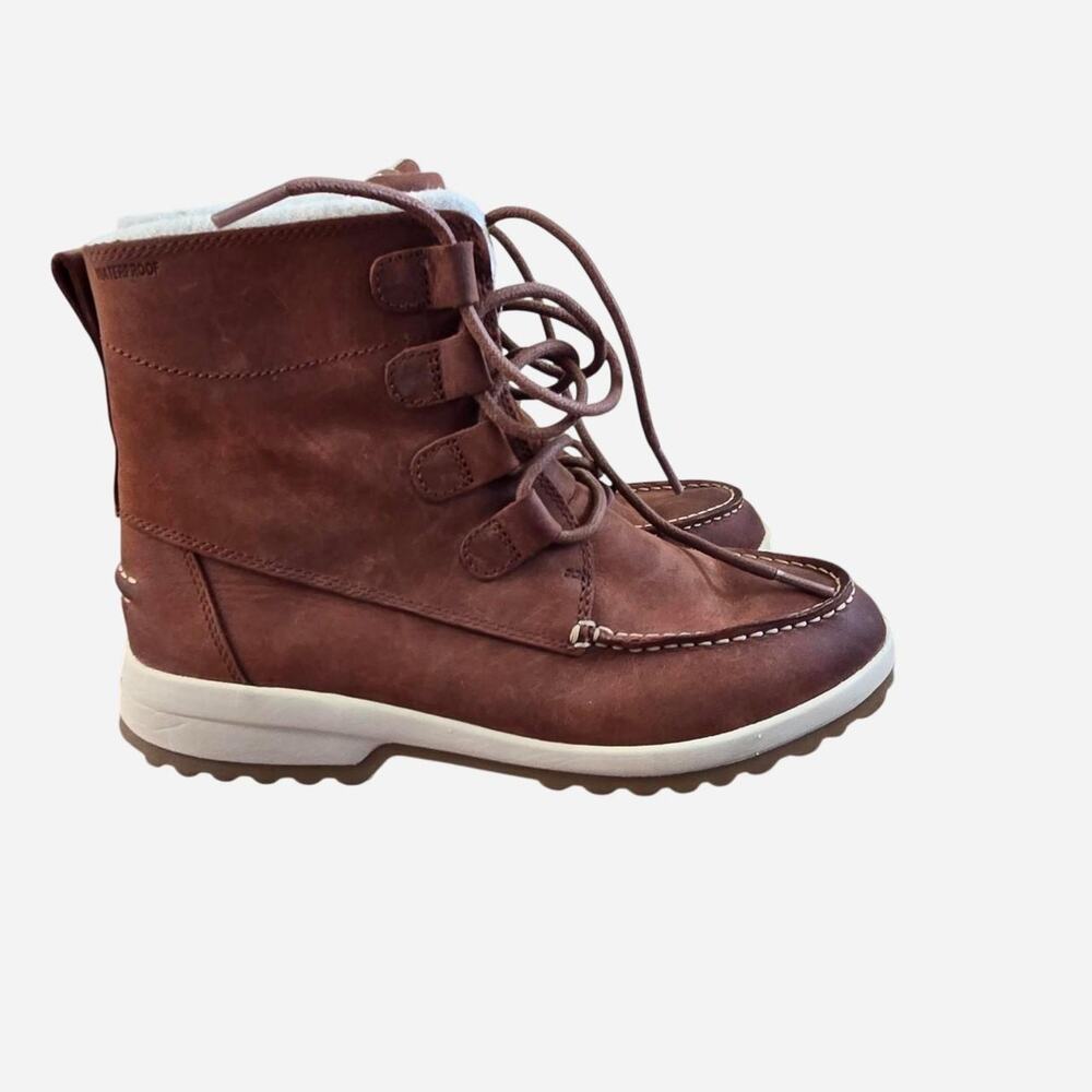 Sperry womens brown leather lave up thinsulate boots lined 8
